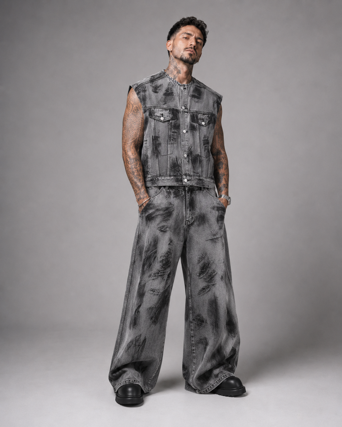 Conjunto Bosque Gris distressed