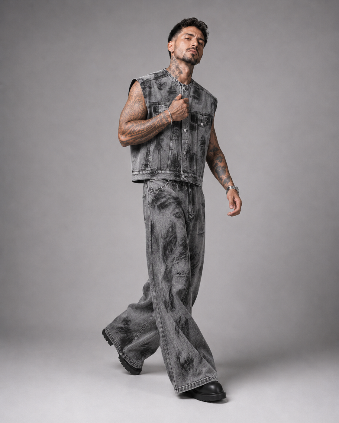 Conjunto Bosque Gris distressed