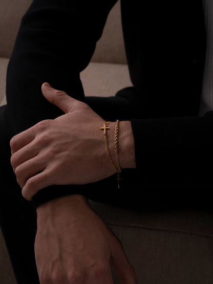 Pulsera Cruz (Bañado oro 18K).