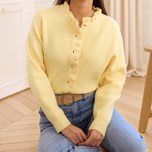 Cardigan Arès en amarillo pastel