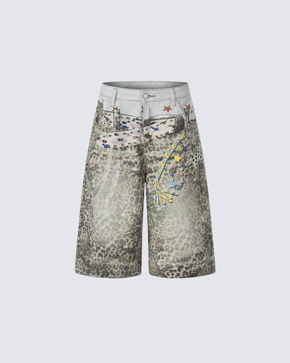 Pantalones Cortos Chain Leopard 3D pintura